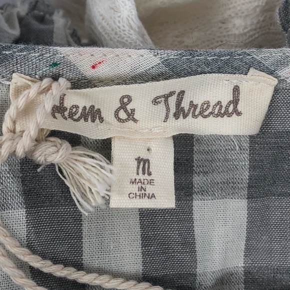 Hem & Thread Cream and Gray Willie Top NWT M - Picture 3 of 8